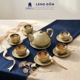  Bộ Ấm Chén Men Hỏa Biến Hoàng Thổ Bát Tràng Cao Cấp 