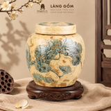  Chum Gốm Bát Tràng Thạch Hoàng Khắc Sen Thủ Công, Chum Sành Trang Trí, Quà Tặng Trang Trí Cao Cấp - Làng Gốm 