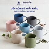  Cốc sứ có quai kiểu Mohem men mờ dáng basic dung tích 380ml dùng uống nước, trà, coffe, gốm sứ Bát Tràng 
