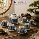  Bộ Ấm Trà Quai Sứ Họa Tiết Vẽ Tay Thủ Công Gốm Sứ Bát Tràng, Bộ Ấm Chén Quà Tặng Tiếp Khách Cao Cấp - Làng Gốm 