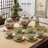  Bộ ấm chén dáng Minh Long hoạ tiết vẽ tay Bát Tràng cao cấp 