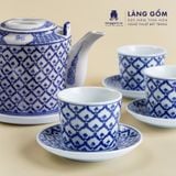  Bộ ấm tích Bát Tràng men lam bách hoa thủ công cao cấp, quà tặng bộ ấm chén sang trọng - Gốm sứ Bát Tràng - Làng Gốm 