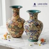  Lọ hoa gốm sứ Biên Hòa dáng phễu vẽ bách hoa chấm màu 