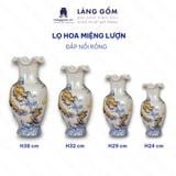  Bình Hoa, Lọ Hoa Bàn Thờ Miệng Lượn Men Rạn Đắp Nổi Họa Tiết Rồng, Chim Công Hoa Đào, Sen H24-60cm 