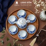  Bộ Ấm Trà Bát Tràng Men Lam Họa Tiết Sơn Thủy, Bộ Ấm Chén Uống Trà, Tiếp Khách, Quà Tặng - Gốm sứ Bát Tràng - Làng Gốm 