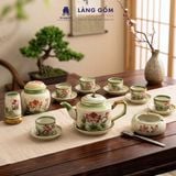 Bộ ấm chén vẽ tay kiểu chữ thập vẽ hoa - dung tích 500ml 