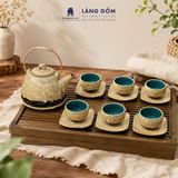  Bộ Ấm Chén Men Hỏa Biến Nham Thạch Vàng Bát Tràng Cao Cấp 