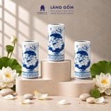  Ống Đựng Hương Lộc Phát Men Lam Vẽ Tay Hoa Sen – Gốm Sứ Bát Tràng 