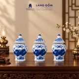  Chóe Thờ Lộc Phát Men Lam Vẽ Tay Hoa Sen Đựng Nước Gạo Muối Đồ Thờ Cúng - Gốm sứ Bát Tràng 