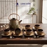  Bộ ấm chén uống trà dáng siêu men hỏa biến - Bộ ấm trà gốm sứ Bát Tràng cao cấp 