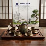  Bộ ấm chén uống trà dáng siêu men hỏa biến - Bộ ấm trà gốm sứ Bát Tràng cao cấp 