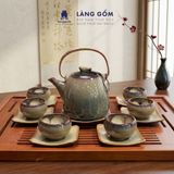  Bộ ấm chén uống trà dáng siêu men hỏa biến - Bộ ấm trà gốm sứ Bát Tràng cao cấp 