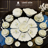 Bộ Đồ Ăn Hoa Mặt Trời Vẽ Tay Hoa Sen Cao Cấp | Gốm Sứ Bát Tràng 
