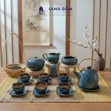  Bộ ấm chén uống trà dáng siêu men hỏa biến - Bộ ấm trà gốm sứ Bát Tràng cao cấp 