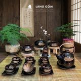  Bộ ấm chén uống trà dáng siêu men hỏa biến - Bộ ấm trà gốm sứ Bát Tràng cao cấp 