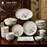  Bộ Đồ Ăn Hoa Mặt Trời Vẽ Tay Hoa Sen Cao Cấp | Gốm Sứ Bát Tràng 