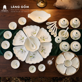  Bộ Đồ Ăn Hoa Mặt Trời Vẽ Tay Hoa Sen Cao Cấp | Gốm Sứ Bát Tràng 