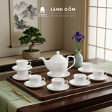  Bộ ấm chén men trắng nhiều kiểu dáng, dung tích 550-600 ml - Gốm sứ Bát Tràng cao cấp 