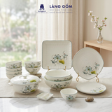  Bộ Đồ Ăn Hoa Mặt Trời Vẽ Tay Hoa Sen Cao Cấp | Gốm Sứ Bát Tràng 