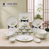  Bộ Đồ Ăn Hoa Mặt Trời Vẽ Tay Hoa Sen Cao Cấp | Gốm Sứ Bát Tràng 
