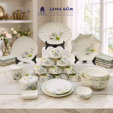  Bộ Đồ Ăn Hoa Mặt Trời Vẽ Tay Hoa Sen Cao Cấp | Gốm Sứ Bát Tràng 