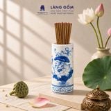 Ống Đựng Hương Lộc Phát Men Lam Vẽ Tay Hoa Sen – Gốm Sứ Bát Tràng 
