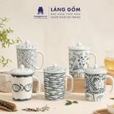  Cốc Sứ Uống Trà Có Nắp Cao Cấp Họa Tiết Vẽ Tay Thủ Công 
