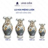  Bình Hoa, Lọ Hoa Bàn Thờ Miệng Lượn Men Rạn Đắp Nổi Họa Tiết Rồng, Chim Công Hoa Đào, Sen H24-60cm 
