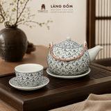  Bộ Ấm Trà Quai Đồng Gốm Sứ Bát Tràng Men Vẽ Thủ Công 450ml/900ml, Bộ Trà Uống Trà Quà Tặng Gốm Sứ Bát Tràng - Làng Gốm 