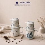  Phin Pha Cà Phê Gốm Sứ Bát Tràng Họa Tiết Vẽ Tay Thủ Công - Bộ Phin Cao Cấp Đầy Đủ - Quà Tặng Làng Gốm 