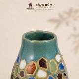  Lọ Hoa Mosaic Gốm Biên Hòa Khắc Nổi Men Xanh Đồng Trổ Cao 28cm 
