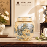  Chum Gốm Bát Tràng Thạch Hoàng Khắc Sen Thủ Công, Chum Sành Trang Trí, Quà Tặng Trang Trí Cao Cấp - Làng Gốm 