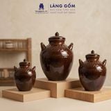  Chum Sành Nâu Ngâm Rượu Bát Tràng Có Quai Họa Tiết Đồng Tiền Truyền Thống Dung Tích 70L - Gốm Sứ Bát Tràng - LÀNG GỐM 