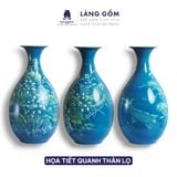  Bình Tích Lộc Phong Thủy Dáng Tỳ Bà Bích Ngọc Liên Ngư, Vẽ Tay Cá Chép & Sen Trắng Tinh Xảo 