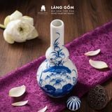  Nậm Rượu Lộc Phát Men Lam Vẽ Tay Hoa Sen Dáng 2 Bầu, Đồ Thờ Cúng, Bình Rượu Thờ - Gốm sứ Bát Tràng 
