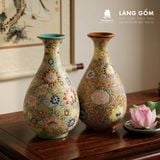  Lọ Hoa Chạm Khắc Bách Hoa Dáng Giọt Nước Gốm Sứ Biên Hòa 