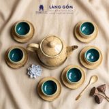  Bộ Ấm Chén Men Hỏa Biến Nham Thạch Vàng Bát Tràng Cao Cấp 