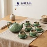  Bộ Ấm Chén Men Hỏa Biến Ngọc Bích Bát Tràng Cao Cấp 