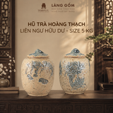  Hũ Gốm Thạch Hoàng Bát Tràng Khắc Liên Ngư Hữu Dư Thủ Công, Hũ Đựng Gạo, Đựng Trà, Quà Tặng Cao Cấp - Làng Gốm 