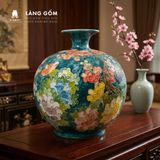  Bình hút tài lộc Bát Tràng họa tiết Bách Hoa Phú Quý - Quà tặng phong thuỷ cao cấp 