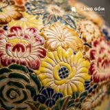  Lọ hoa gốm sứ Biên Hòa dáng phễu vẽ bách hoa chấm màu 