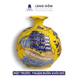  Bình tích lộc Bát Tràng vẽ chỉ vàng 18K Hoàng Kim Thuận Vận - Đắp nổi Thuận buồm xuôi gió, Kim đào trường thọ 