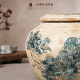  Hũ Đựng Trà Gốm Bát Tràng Thạch Hoàng Khắc Sen Thủ Công, Hũ Trà Trang Trí, Quà Tặng Cao Cấp - Gốm Bát Tràng - Làng Gốm 