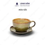  Bộ cốc đĩa gốm sứ kiểu Cappuccino dáng thấp dung tích 220ml 