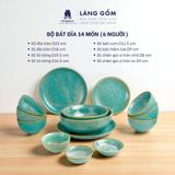  Bộ bàn ăn gia đình men hỏa biến - Màu hoa sương xanh ngọc 