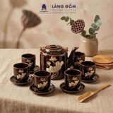 Bộ ấm tích 1 lít men hoả biến cao cấp hàng nghệ nhân làm thủ công kèm đĩa lót hoặc khay - Gốm sứ Bát Tràng 
