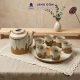  Bộ ấm tích 1 lít men hoả biến cao cấp hàng nghệ nhân làm thủ công kèm đĩa lót hoặc khay - Gốm sứ Bát Tràng 