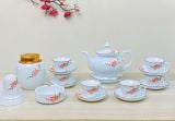  Bộ ấm chén Vinh Hoa Phú Quý màu vân đá vẽ nổi hoa đào trắng 