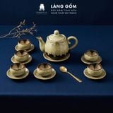  Bộ Ấm Chén Men Hỏa Biến Hoàng Thổ Bát Tràng Cao Cấp 