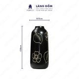  Bình cắm hoa trang trí khắc hoa lá, men mát, gốm sứ Bát Tràng cao cấp - LÀNG GỐM 
